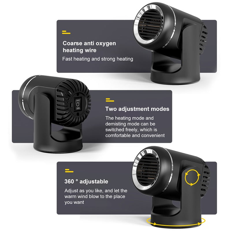 Portable Car Heater 12V | 360° Rotation, Heating &amp; Cooling Modes | PTC Plate, Overheat &amp; Fuse Protection for Vehicles 8