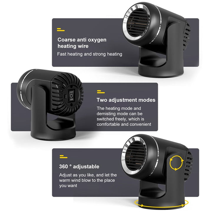 Portable Car Heater 12V | 360° Rotation, Heating &amp; Cooling Modes | PTC Plate, Overheat &amp; Fuse Protection for Vehicles 8