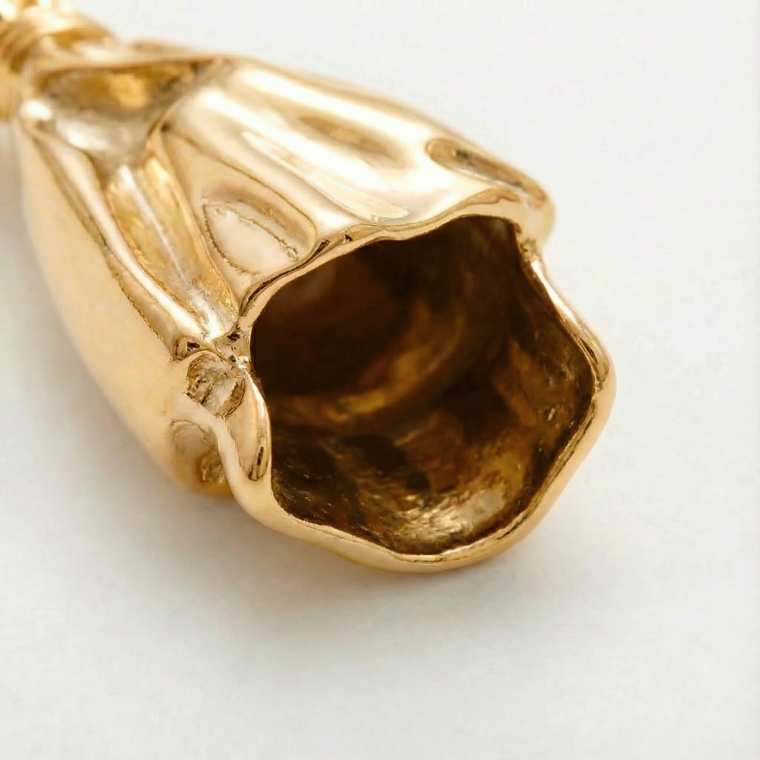 Small Vase Brooch Sculpted Polished Floral Bouquet with Fresh Stem Opening 13