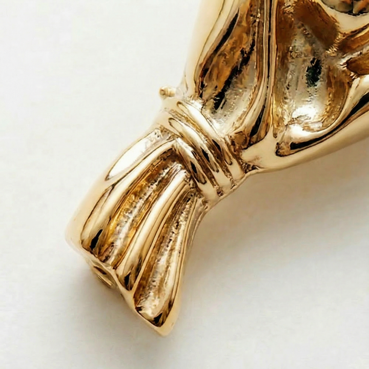 Small Vase Brooch Sculpted Polished Floral Bouquet with Fresh Stem Opening 14