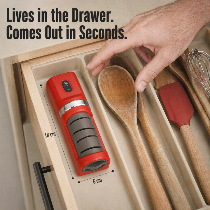 Electric Knife Sharpener | Two-Stage Diamond Wheel, Coarse &amp; Fine Grit | USB-Rechargeable, Non-Slip Base, 18 cm 7