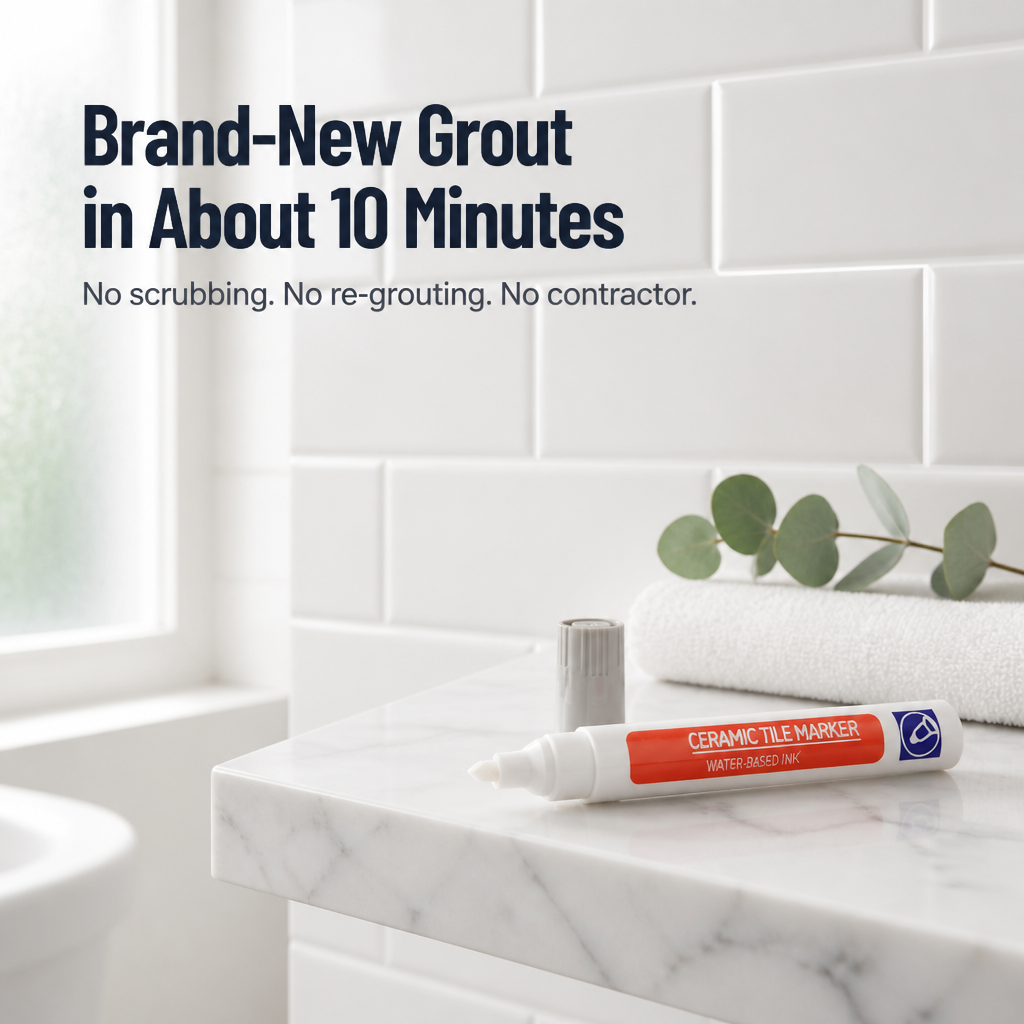 Grout Paint Pen | Covers Stained Grout Lines in Minutes, No Scrubbing | 12 Colours, Water-Based, Anti-Mould Formula 1