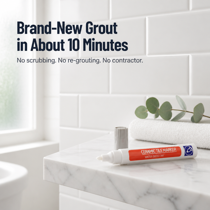 Grout Paint Pen | Covers Stained Grout Lines in Minutes, No Scrubbing | 12 Colours, Water-Based, Anti-Mould Formula 1