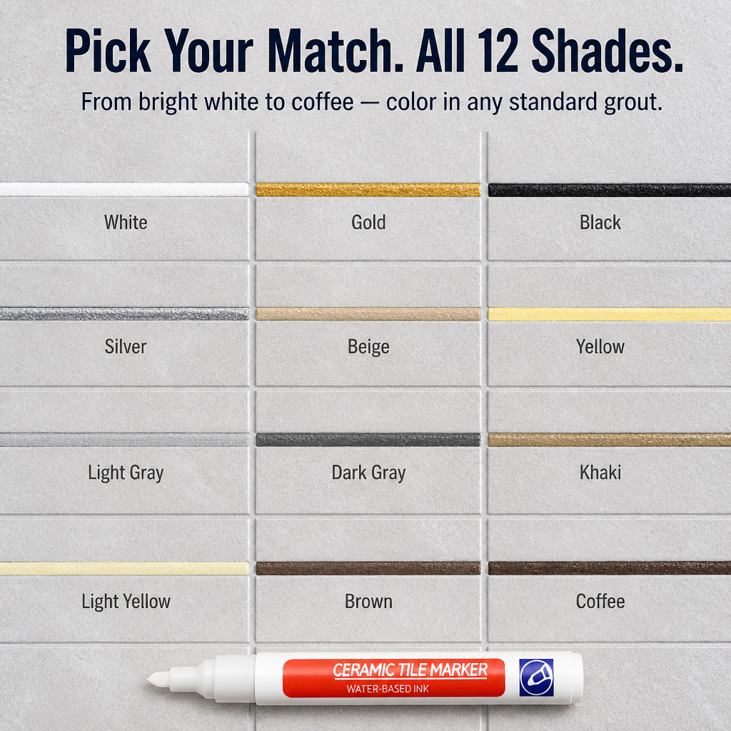 Grout Paint Pen | Covers Stained Grout Lines in Minutes, No Scrubbing | 12 Colours, Water-Based, Anti-Mould Formula 6