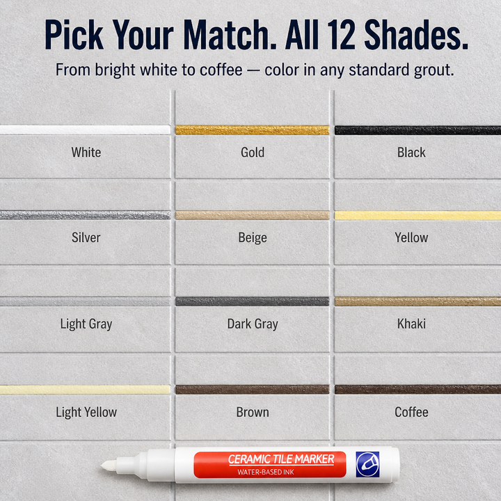 Grout Paint Pen | Covers Stained Grout Lines in Minutes, No Scrubbing | 12 Colours, Water-Based, Anti-Mould Formula 6