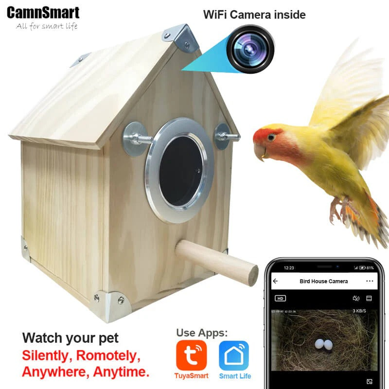 Bird Nest Box Camera Wooden | 4MP Night Vision with Motion Detection | Weatherproof for Outdoor Birdwatching Use 2