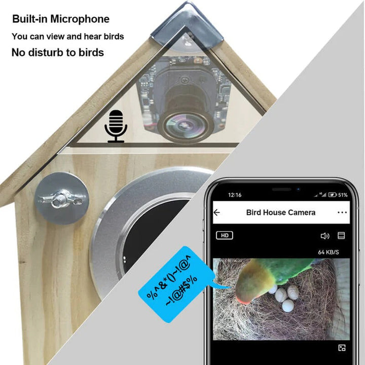 Bird Nest Box Camera Wooden | 4MP Night Vision with Motion Detection | Weatherproof for Outdoor Birdwatching Use 3