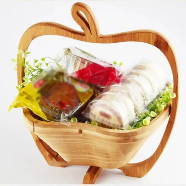 Bamboo Folding Fruit Basket Cutting Board | Flat-Folding Dual-Function Design | Moisture-Resistant Kitchen Storage 2