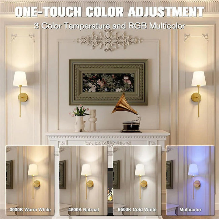 Battery Operated Wall Sconce Wireless Fabric Shade with Touch Dimming 8