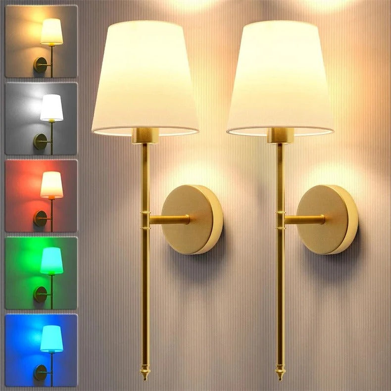 Battery Operated Wall Sconce Wireless Fabric Shade with Touch Dimming 3