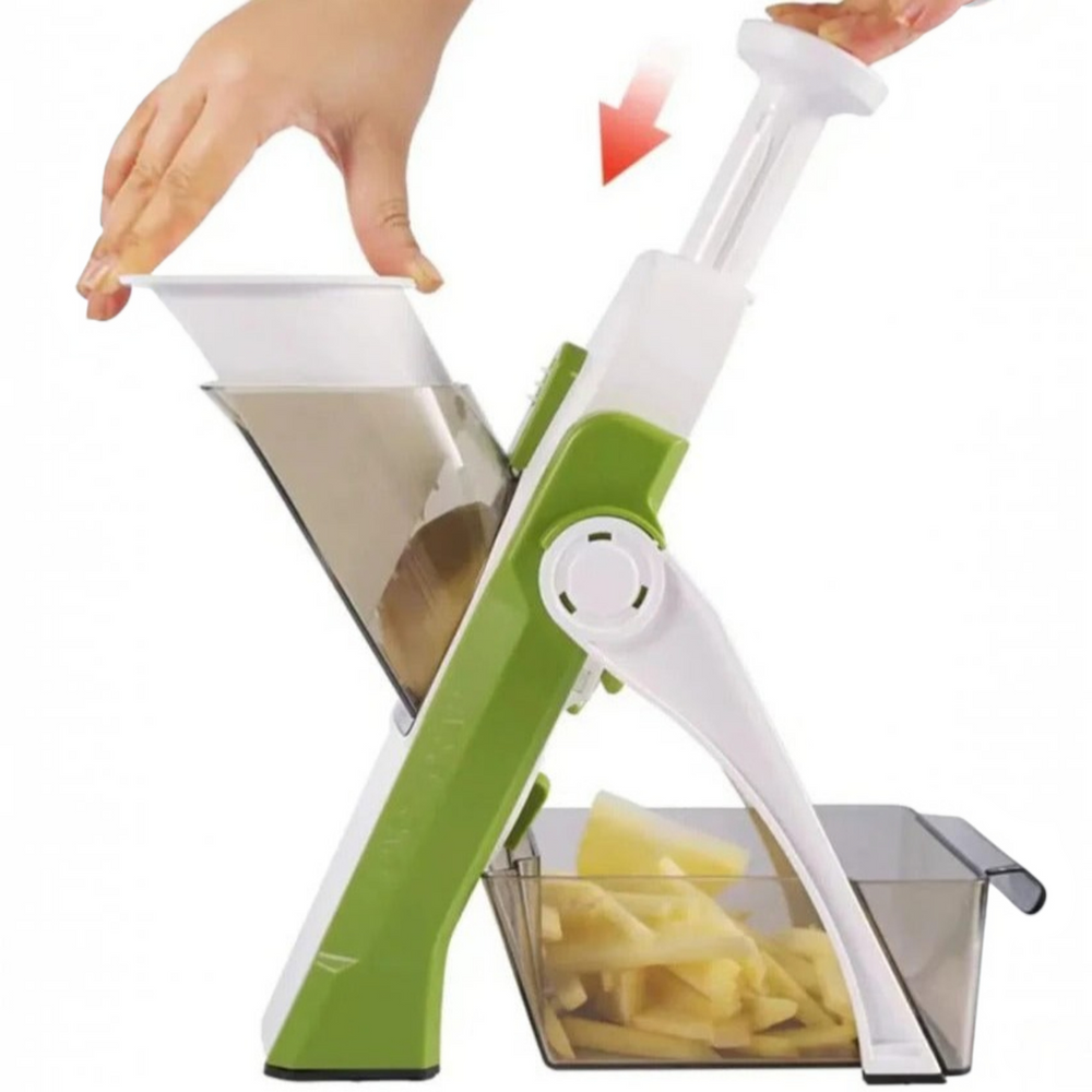5 in 1 Vegetable Slicer | Interchangeable Blades with Collecting Tray | Protective Hand Guard for Safe Slicing 2