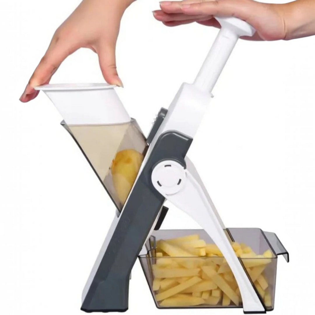 5 in 1 Vegetable Slicer | Interchangeable Blades with Collecting Tray | Protective Hand Guard for Safe Slicing 4