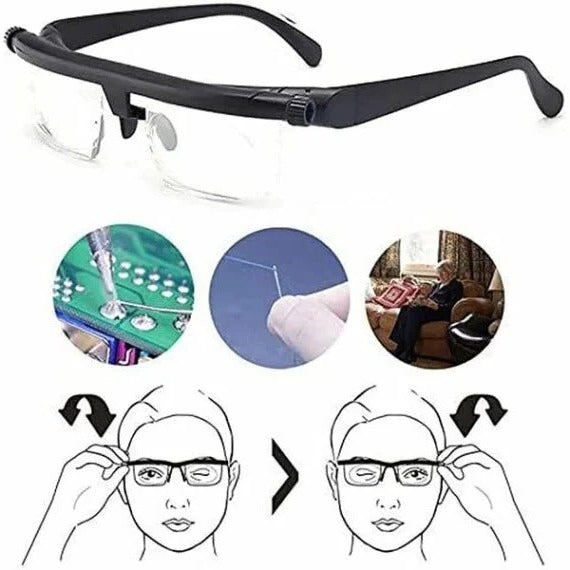 Adjustable Focus Reading Glasses TR90 Frame | Near-to-Far Dial Adjustment | Lightweight Impact-Resistant Lenses 2