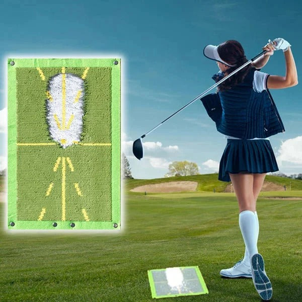 Golf Training Mat for Swing Path and Impact | Divot Pattern Feedback, Outdoor Stake Included | Plastic and SBR Build 2