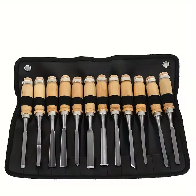 Wood Carving Chisels Set Hardened Steel | 12 Piece Kit with Storage Bag | Sharp Precision Carving Tools for Wood, Clay, Crafts 5