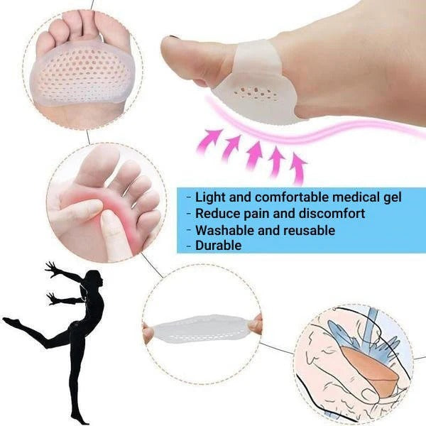 Forefoot Gel Cushion Pads, Pair | Breathable Silicone, Washable &amp; Reusable | Ball of Foot Cushioning Support for Shoes 4