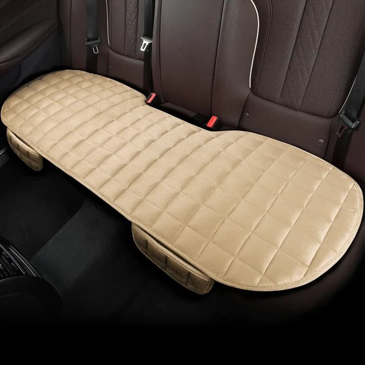 Car Backseat Cushion Cotton Velvet Cover | Adjustable Straps &amp; Non-Slip Backing | High-Density Foam Padding for Comfort 1