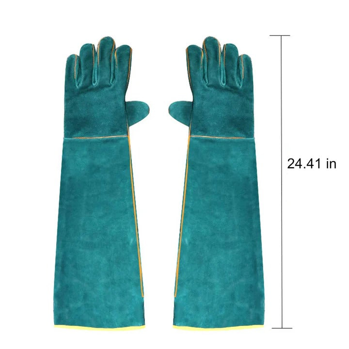 Animal Handling Gloves Thickened Cowhide Leather | Extended Forearm Cuff | Scratch Resistant, Flexible Five-Finger Design 4