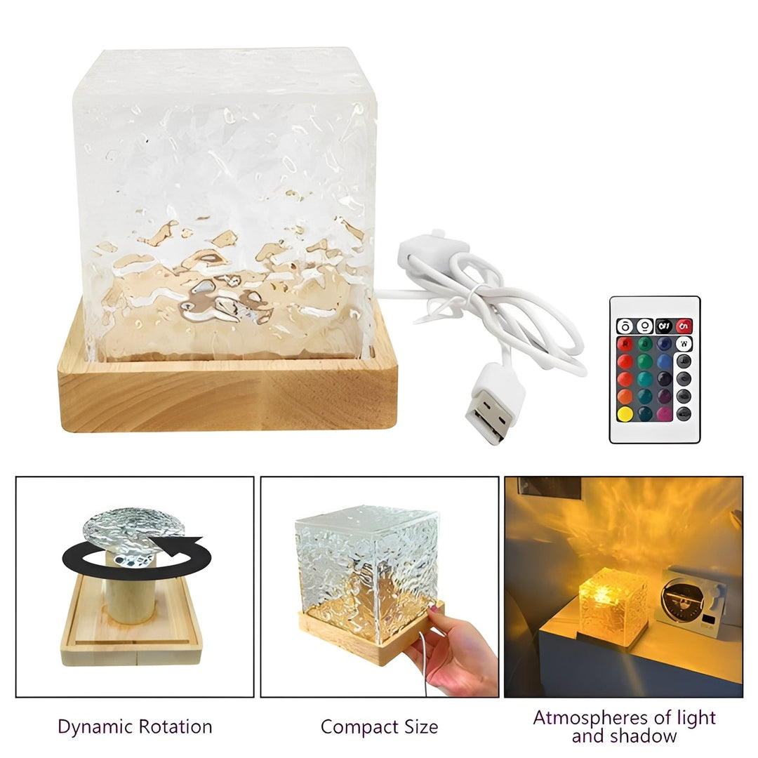 LED Water Wave Projector Light Wood and Acrylic | 16 Colours, Remote Control, Auto Fade | Energy Efficient Ambient Lamp 4
