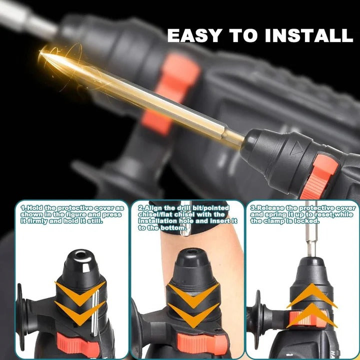 Brushless Cordless Rotary Hammer Drill | 4 Modes, 0-900 RPM | Drills Concrete, Steel &amp; Wood with Rapid Charging 3