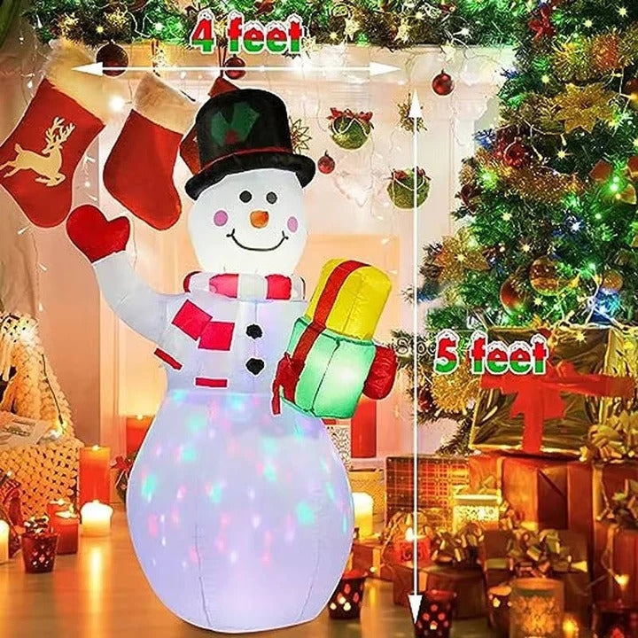 Inflatable Snowman Christmas Decoration | Rotating LED Light Display | Weatherproof Polyester, Quick Inflation 5