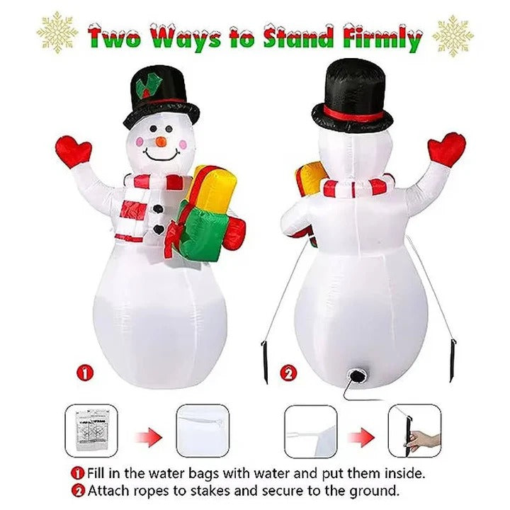 Inflatable Snowman Christmas Decoration | Rotating LED Light Display | Weatherproof Polyester, Quick Inflation 7