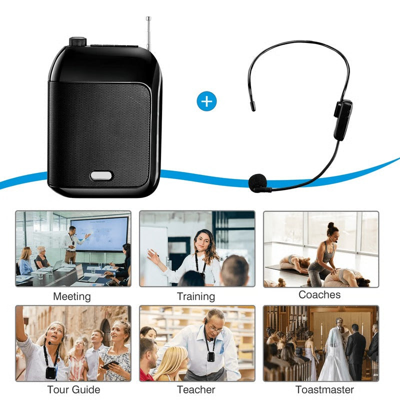 Bluetooth Wireless Voice Amplifier Headset Microphone | U-Disk Support &amp; Hands-Free Design | Rechargeable Battery for All-Day Use 2