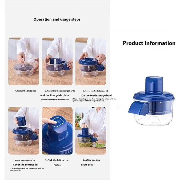 Automatic Fruit and Vegetable Peeler with Stainless Steel Blades | 5-Blade Clamshell Design, Cordless | Peels in 10-25 Seconds 3