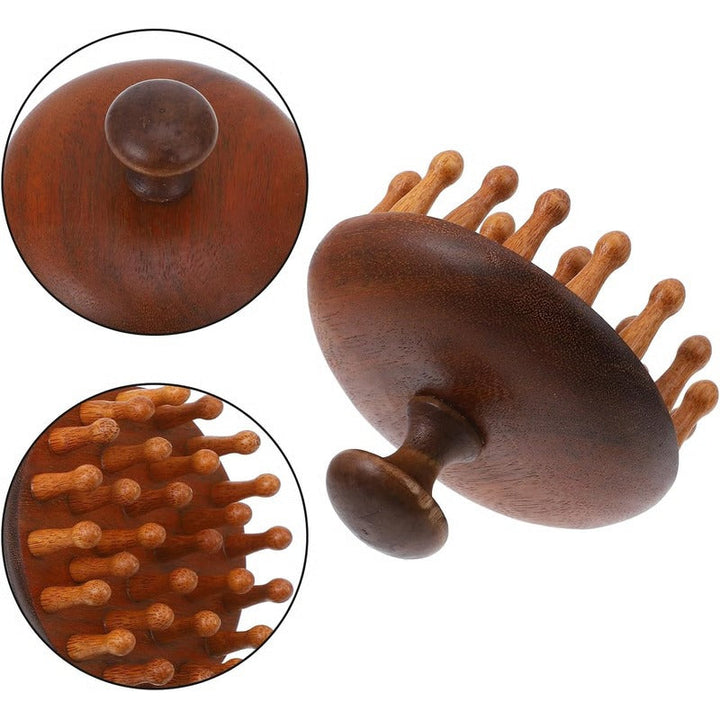 Sandalwood Guasha Comb Scalp Massager | Solid Natural Wood, Dual-Sided Design | Chemical-Free, Travel-Friendly 3