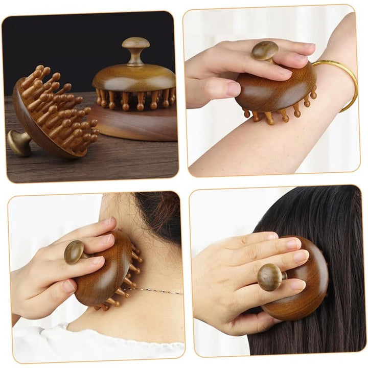 Sandalwood Guasha Comb Scalp Massager | Solid Natural Wood, Dual-Sided Design | Chemical-Free, Travel-Friendly 7