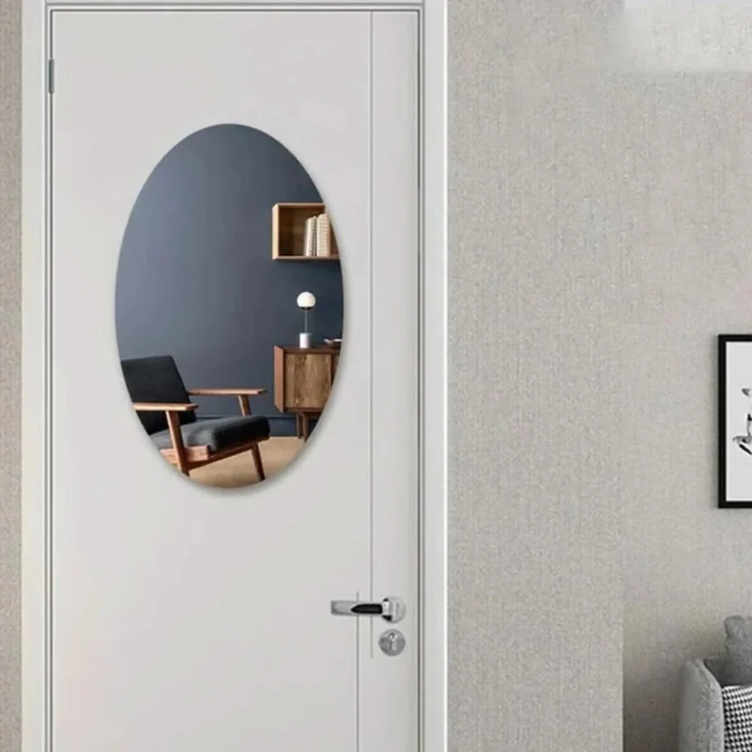 Self-Adhesive Oval Mirror Acrylic | No-Drill Wall Mount | Crystal-Clear Reflection for Makeup and Grooming Tasks 3