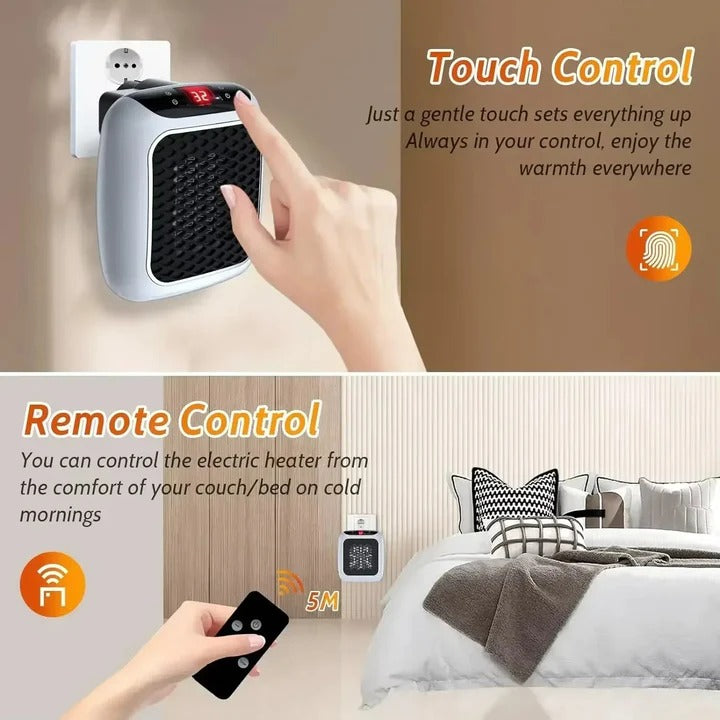 Electric Wall Heater 800W | Ceramic Heating Element with Remote Control | Programmable Timer, LED Display and Wall Mount 4