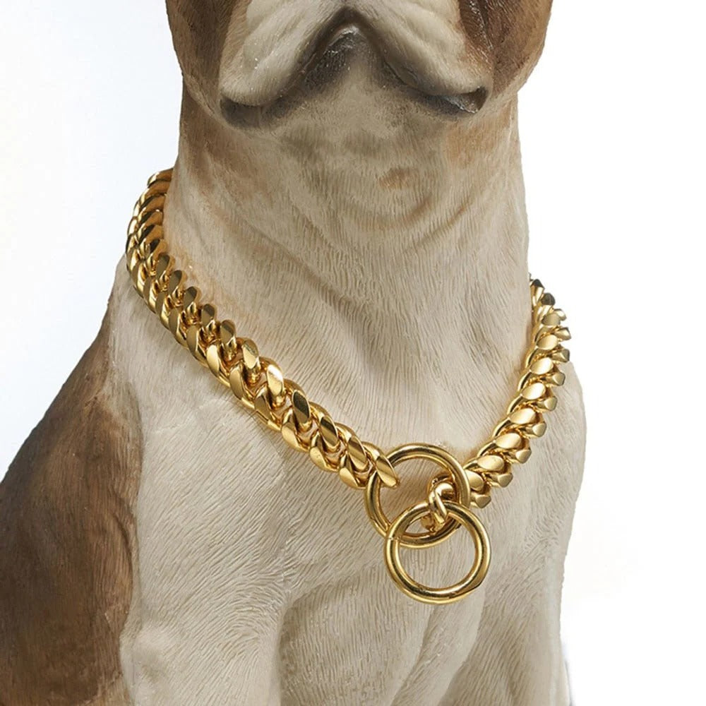 Stainless Steel Chain Dog Collar | Solid Cuban Link Construction | Rust-Resistant, Chew-Proof, Secure Clasp Design 5