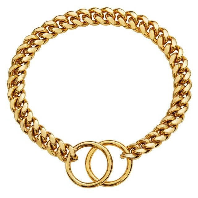 Stainless Steel Chain Dog Collar | Solid Cuban Link Construction | Rust-Resistant, Chew-Proof, Secure Clasp Design 1