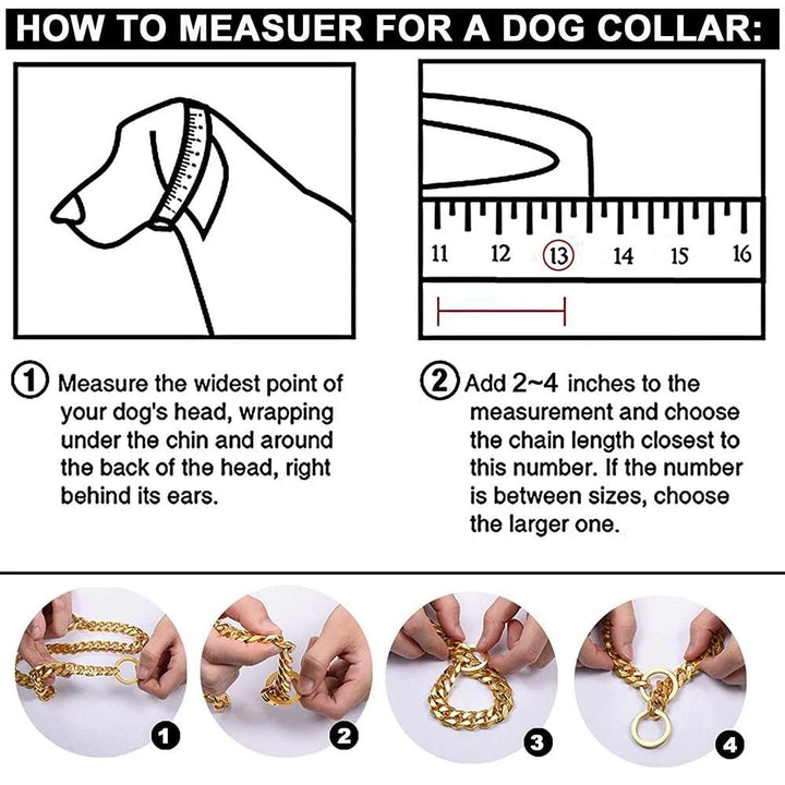 Stainless Steel Chain Dog Collar | Solid Cuban Link Construction | Rust-Resistant, Chew-Proof, Secure Clasp Design 7