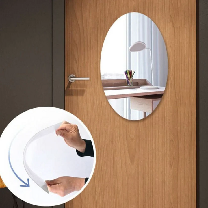 Self-Adhesive Oval Mirror Acrylic | No-Drill Wall Mount | Crystal-Clear Reflection for Makeup and Grooming Tasks 1