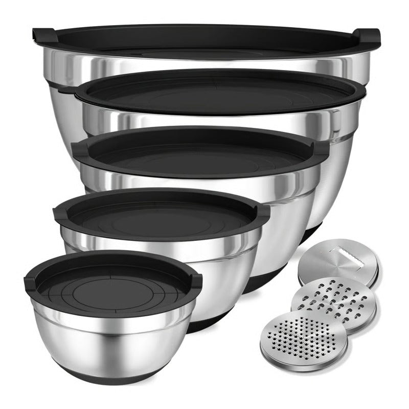 Stainless Steel Mixing Bowl Set | Airtight Lids, Non-Slip Base &amp; Stackable Design | Rust-Resistant 8-Piece Kitchen Set 1