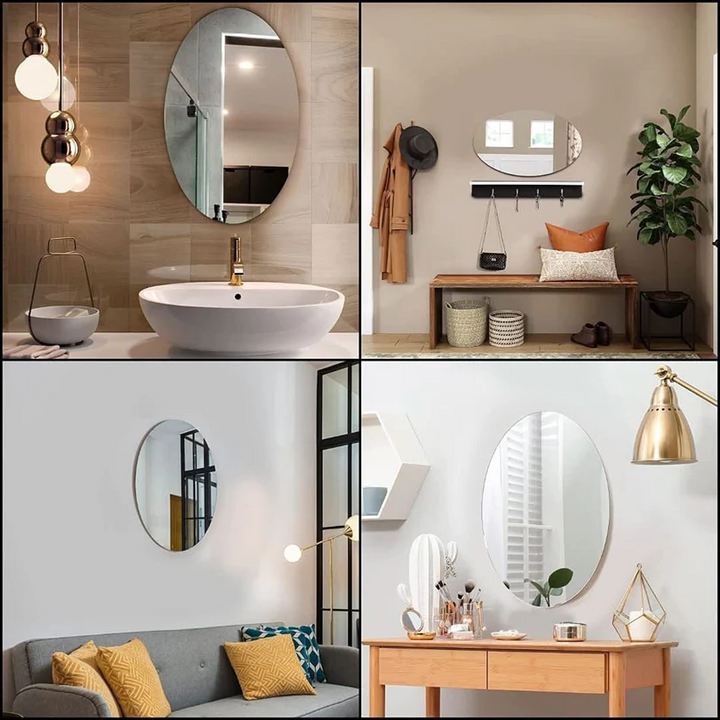 Self-Adhesive Oval Mirror Acrylic | No-Drill Wall Mount | Crystal-Clear Reflection for Makeup and Grooming Tasks 4