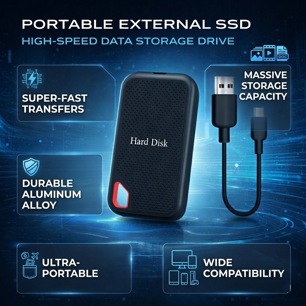 External Hard Drive Portable SSD | Type-C High-Speed Transfer | Aluminium Alloy Shell, Multi-Device Compatible 4