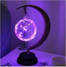 Moon Table Lamp LED 27 cm | Golden Shimmer, Cosmic Purple, Galaxy Blue | Battery-Powered, No Cables, Warm White Glow 16