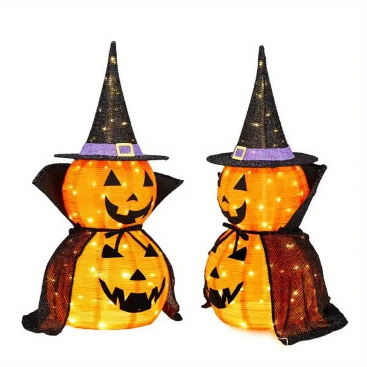 Collapsible Light-Up Pumpkin Decorations Halloween | 2 Pack, 176 LED Lights Each | Weather-Resistant Metal Frame 6