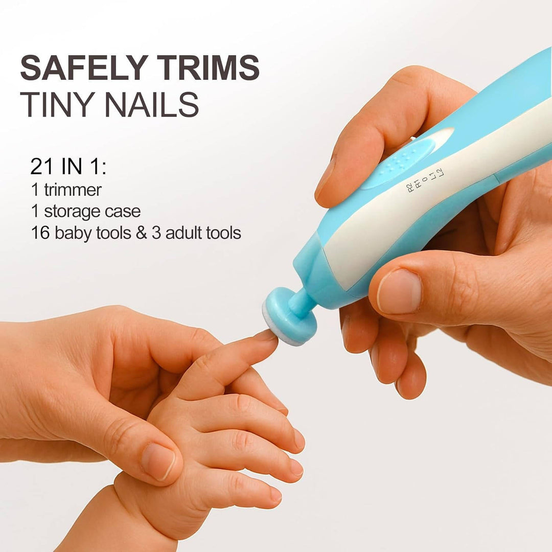 21 Piece Electric Baby Nail Trimmer File Kit LED Dual Speed 6