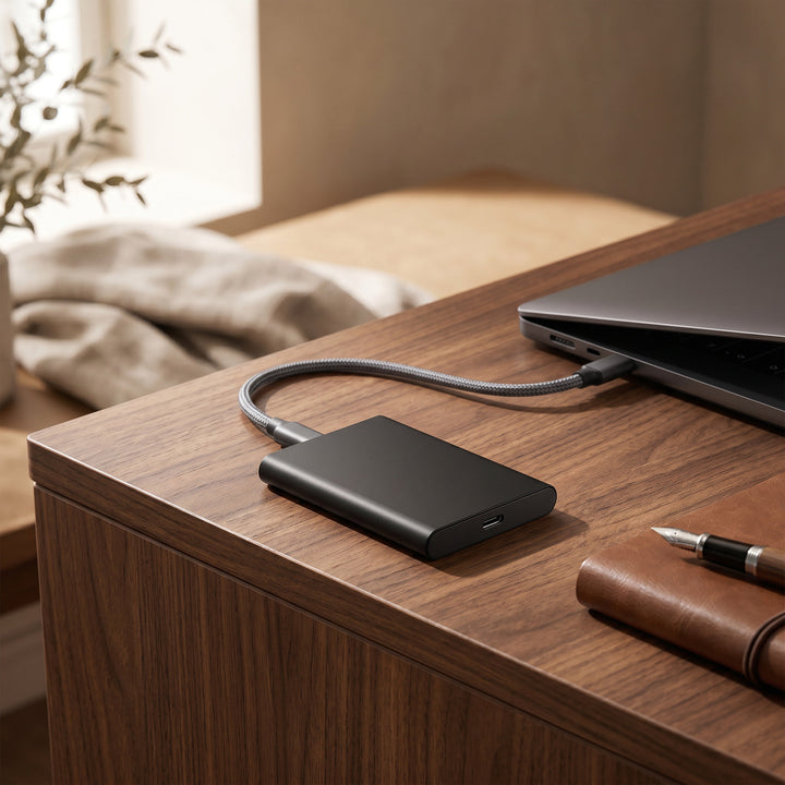 128GB External SSD Drive | Universal Port Connection | Slim Profile for Android, Windows and Multi-Platform Use 1