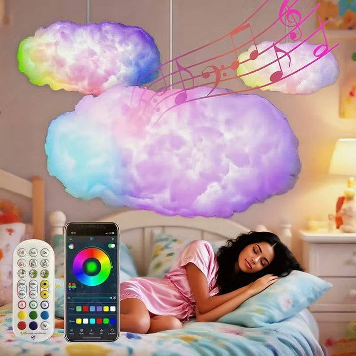 3D Cloud Night Light Colour Changing USB Powered Remote with Music Sync 3