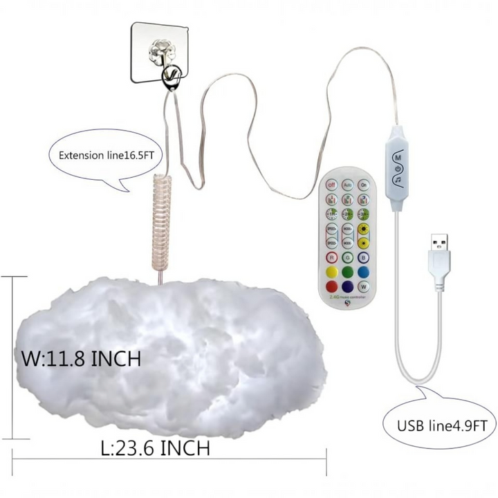 3D Cloud Night Light Colour Changing USB Powered Remote with Music Sync 8