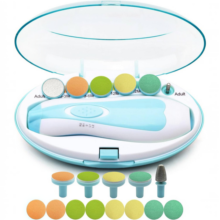 21 Piece Electric Baby Nail Trimmer File Kit LED Dual Speed 7