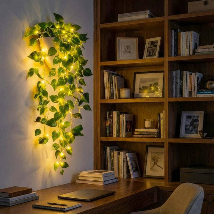 Artificial Hanging Vines with LED Lights | Flexible Copper Wire Stems, Silk Leaves | Zero Maintenance Indoor Outdoor Decor 6