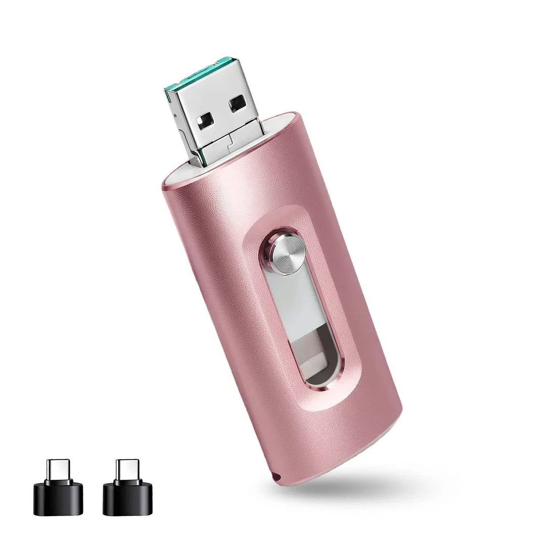Flash Drive USB 3.0 3-in-1 Metal Interchangeable with Universal Adapter Tips 7
