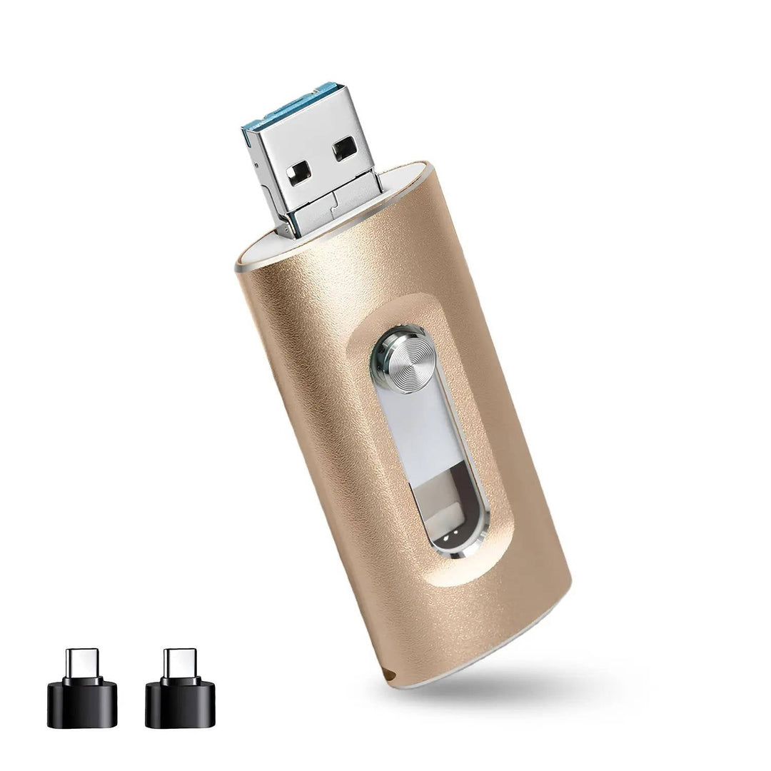 Flash Drive USB 3.0 3-in-1 Metal Interchangeable with Universal Adapter Tips 5