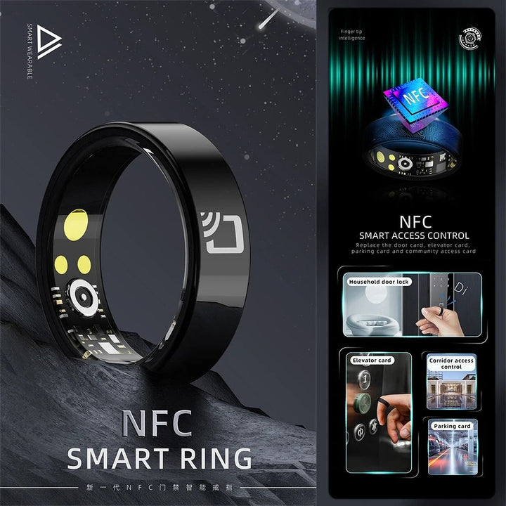 Ceramic Smart Ring with NFC Access Control | Heart Rate, Blood Pressure &amp; Oxygen Monitoring | IP68 Waterproof 7mm Design 2